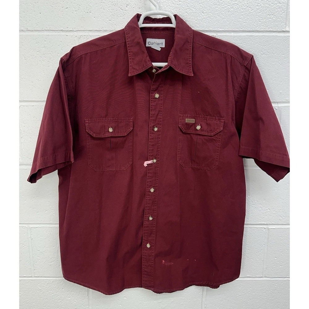 Carhartt Canvas Work Shirt Dark Red Short Sleeve S110DKR / Men's 2XL